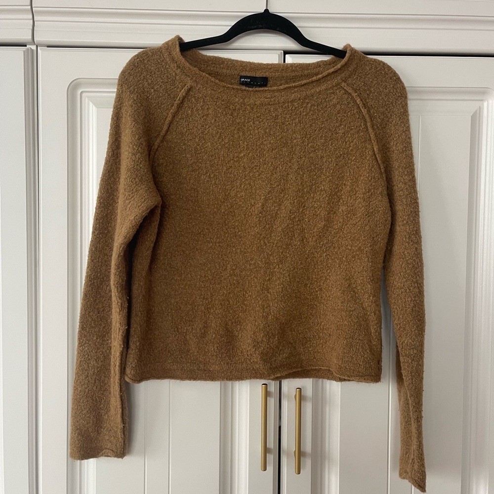 Grace Elements Women's Brown Crew Neck Sweater